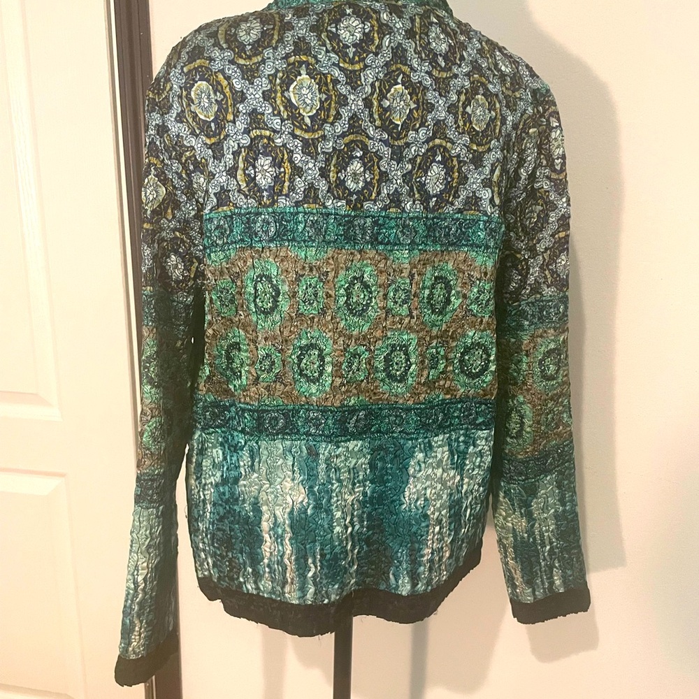 Tania Nardi Textured Black Turquoises Multi Colored Jacket & Sleeveless Top - Picture 7 of 10